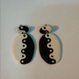 Handmade Clay Black and White Yin Yang Earrings